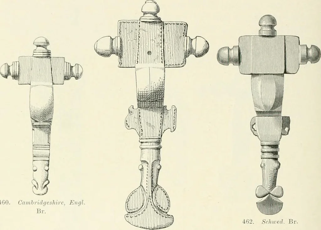 An illustration from Die altgermanische Thierornamentik : typologische Studie über germanische Metallgegenstände aus dem IV. bis IX. Jahrhundert, nebst einer Studie über irische Ornamentik, 1904, leaf 211