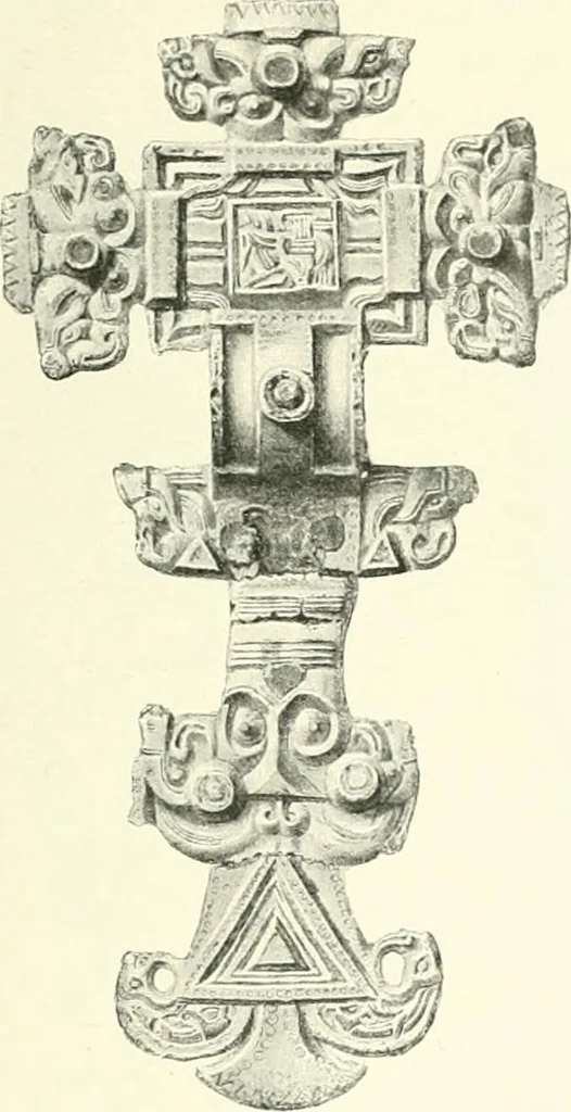 An illustration from Die altgermanische Thierornamentik : typologische Studie über germanische Metallgegenstände aus dem IV. bis IX. Jahrhundert, nebst einer Studie über irische Ornamentik, 1904, leaf 212