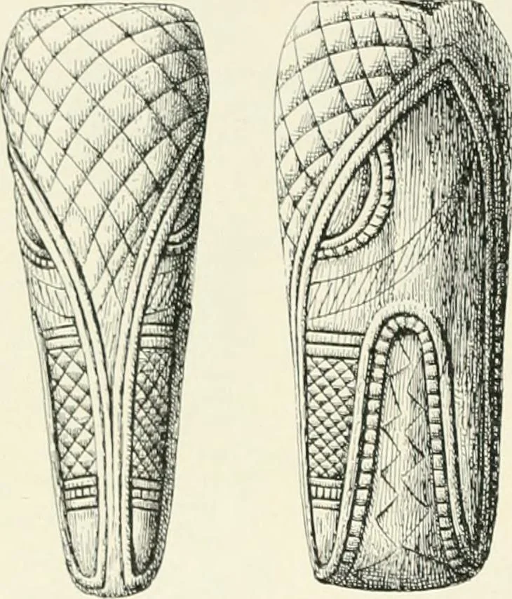 An illustration from Die altgermanische Thierornamentik : typologische Studie über germanische Metallgegenstände aus dem IV. bis IX. Jahrhundert, nebst einer Studie über irische Ornamentik, 1904, leaf 213