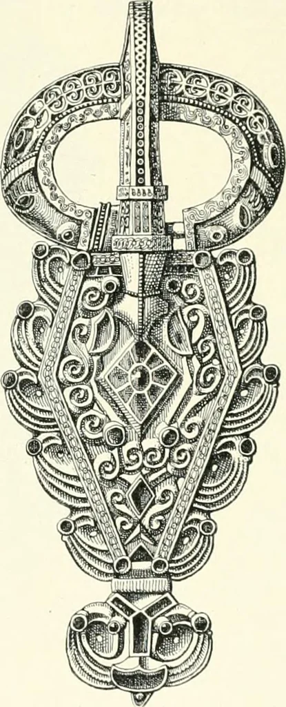 An illustration from Die altgermanische Thierornamentik : typologische Studie über germanische Metallgegenstände aus dem IV. bis IX. Jahrhundert, nebst einer Studie über irische Ornamentik, 1904, leaf 220