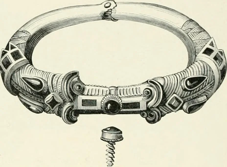 An illustration from Die altgermanische Thierornamentik : typologische Studie über germanische Metallgegenstände aus dem IV. bis IX. Jahrhundert, nebst einer Studie über irische Ornamentik, 1904, leaf 225