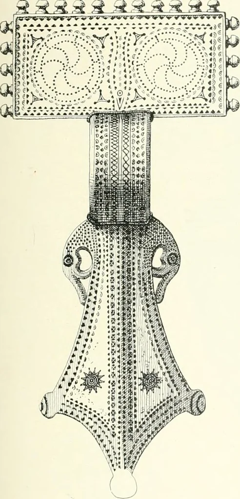 An illustration from Die altgermanische Thierornamentik : typologische Studie über germanische Metallgegenstände aus dem IV. bis IX. Jahrhundert, nebst einer Studie über irische Ornamentik, 1904, leaf 230