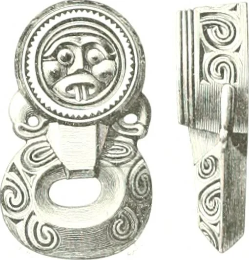 An illustration from Die altgermanische Thierornamentik : typologische Studie über germanische Metallgegenstände aus dem IV. bis IX. Jahrhundert, nebst einer Studie über irische Ornamentik, 1904, leaf 232