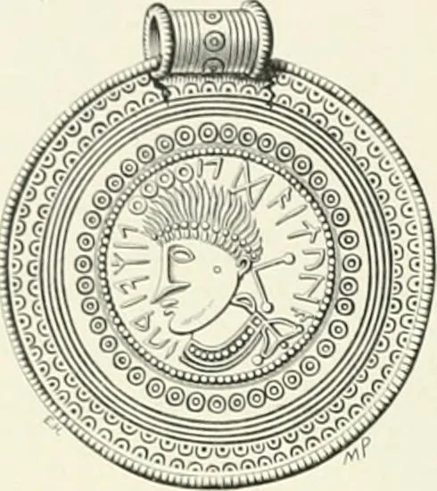 An illustration from Die altgermanische Thierornamentik : typologische Studie über germanische Metallgegenstände aus dem IV. bis IX. Jahrhundert, nebst einer Studie über irische Ornamentik, 1904, leaf 237