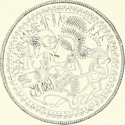 An illustration from Die altgermanische Thierornamentik : typologische Studie über germanische Metallgegenstände aus dem IV. bis IX. Jahrhundert, nebst einer Studie über irische Ornamentik, 1904, leaf 242