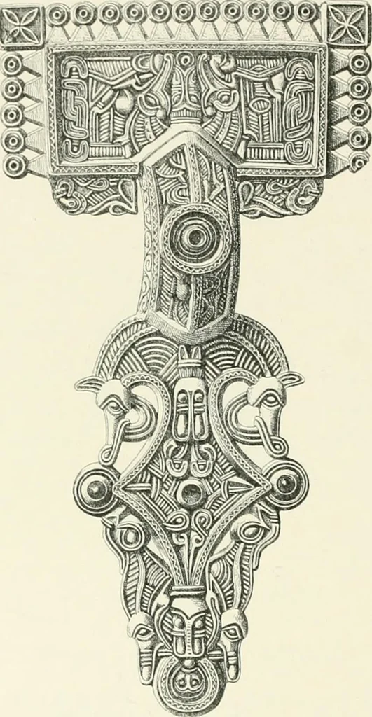 An illustration from Die altgermanische Thierornamentik : typologische Studie über germanische Metallgegenstände aus dem IV. bis IX. Jahrhundert, nebst einer Studie über irische Ornamentik, 1904, leaf 247