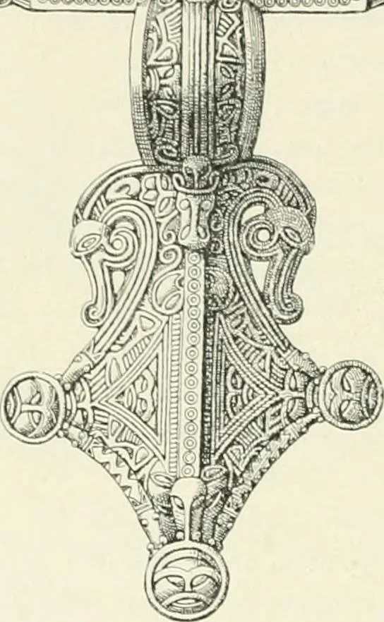 An illustration from Die altgermanische Thierornamentik : typologische Studie über germanische Metallgegenstände aus dem IV. bis IX. Jahrhundert, nebst einer Studie über irische Ornamentik, 1904, leaf 251