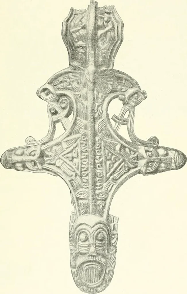 An illustration from Die altgermanische Thierornamentik : typologische Studie über germanische Metallgegenstände aus dem IV. bis IX. Jahrhundert, nebst einer Studie über irische Ornamentik, 1904, leaf 252