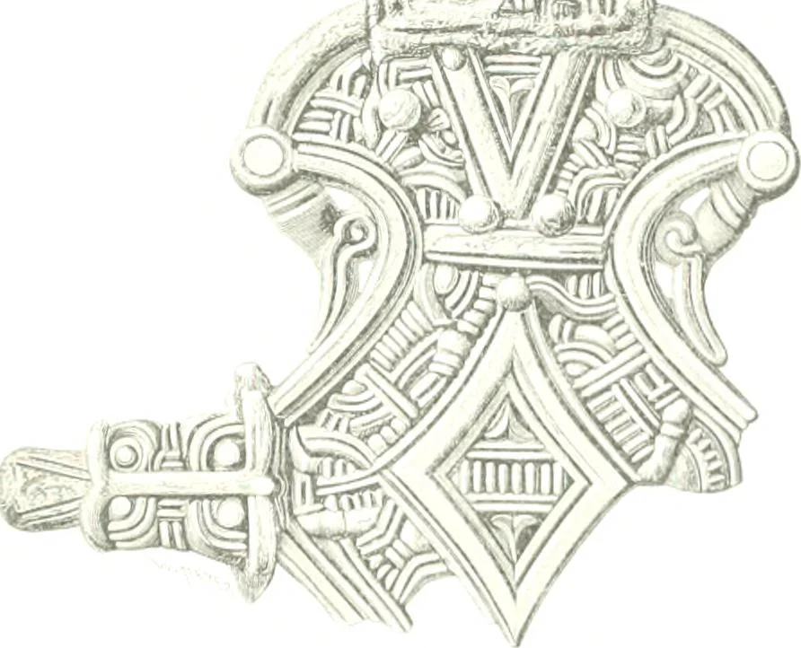 An illustration from Die altgermanische Thierornamentik : typologische Studie über germanische Metallgegenstände aus dem IV. bis IX. Jahrhundert, nebst einer Studie über irische Ornamentik, 1904, leaf 254