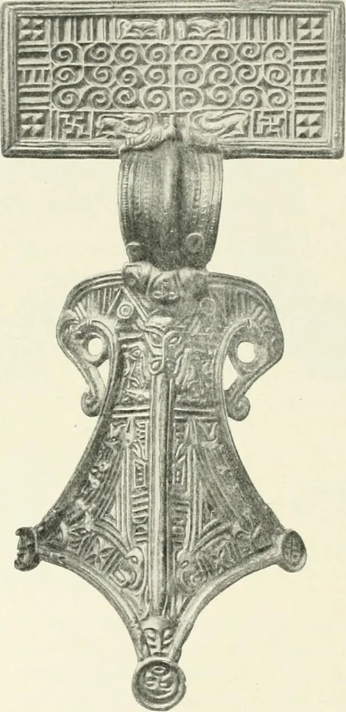 An illustration from Die altgermanische Thierornamentik : typologische Studie über germanische Metallgegenstände aus dem IV. bis IX. Jahrhundert, nebst einer Studie über irische Ornamentik, 1904, leaf 257