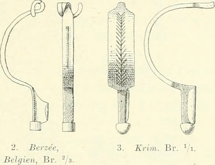 An illustration from Die altgermanische Thierornamentik : typologische Studie über germanische Metallgegenstände aus dem IV. bis IX. Jahrhundert, nebst einer Studie über irische Ornamentik, 1904, leaf 26