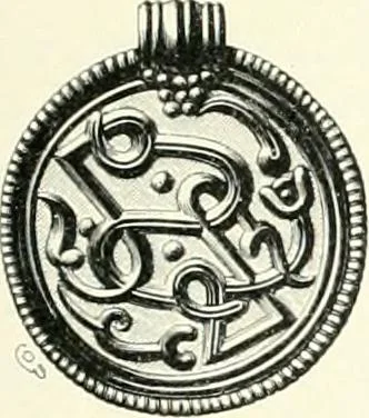An illustration from Die altgermanische Thierornamentik : typologische Studie über germanische Metallgegenstände aus dem IV. bis IX. Jahrhundert, nebst einer Studie über irische Ornamentik, 1904, leaf 262