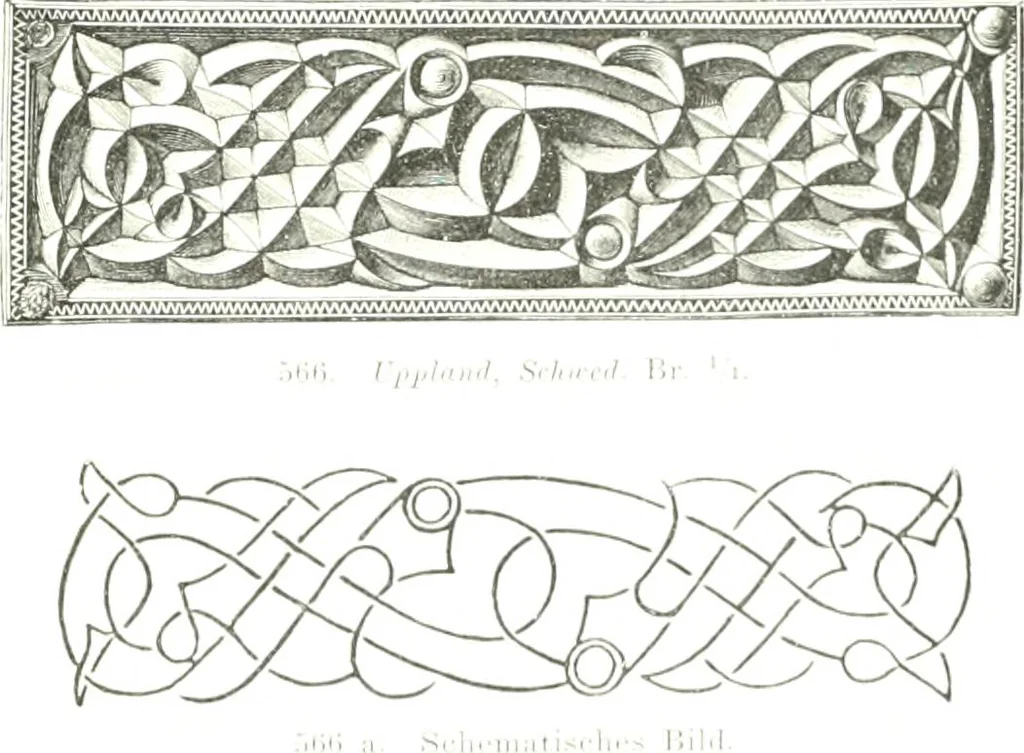 An illustration from Die altgermanische Thierornamentik : typologische Studie über germanische Metallgegenstände aus dem IV. bis IX. Jahrhundert, nebst einer Studie über irische Ornamentik, 1904, leaf 276