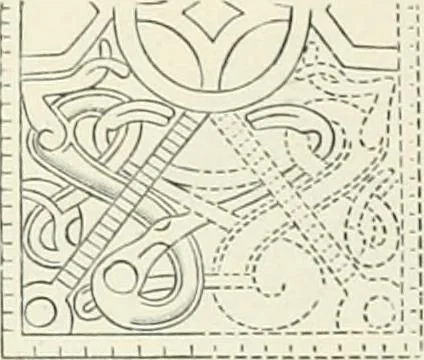 An illustration from Die altgermanische Thierornamentik : typologische Studie über germanische Metallgegenstände aus dem IV. bis IX. Jahrhundert, nebst einer Studie über irische Ornamentik, 1904, leaf 285
