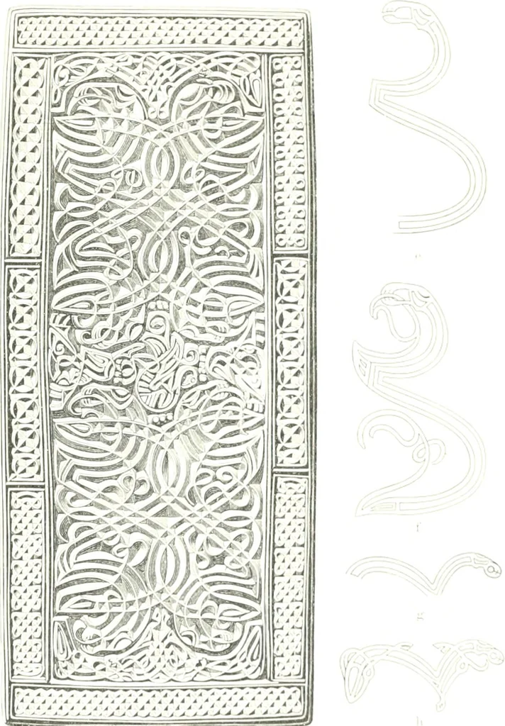 An illustration from Die altgermanische Thierornamentik : typologische Studie über germanische Metallgegenstände aus dem IV. bis IX. Jahrhundert, nebst einer Studie über irische Ornamentik, 1904, leaf 286