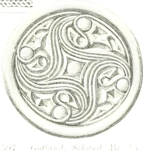 An illustration from Die altgermanische Thierornamentik : typologische Studie über germanische Metallgegenstände aus dem IV. bis IX. Jahrhundert, nebst einer Studie über irische Ornamentik, 1904, leaf 292