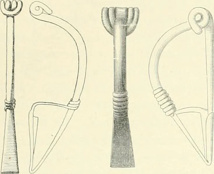 An illustration from Die altgermanische Thierornamentik : typologische Studie über germanische Metallgegenstände aus dem IV. bis IX. Jahrhundert, nebst einer Studie über irische Ornamentik, 1904, leaf 30