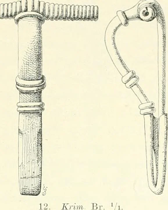An illustration from Die altgermanische Thierornamentik : typologische Studie über germanische Metallgegenstände aus dem IV. bis IX. Jahrhundert, nebst einer Studie über irische Ornamentik, 1904, leaf 30