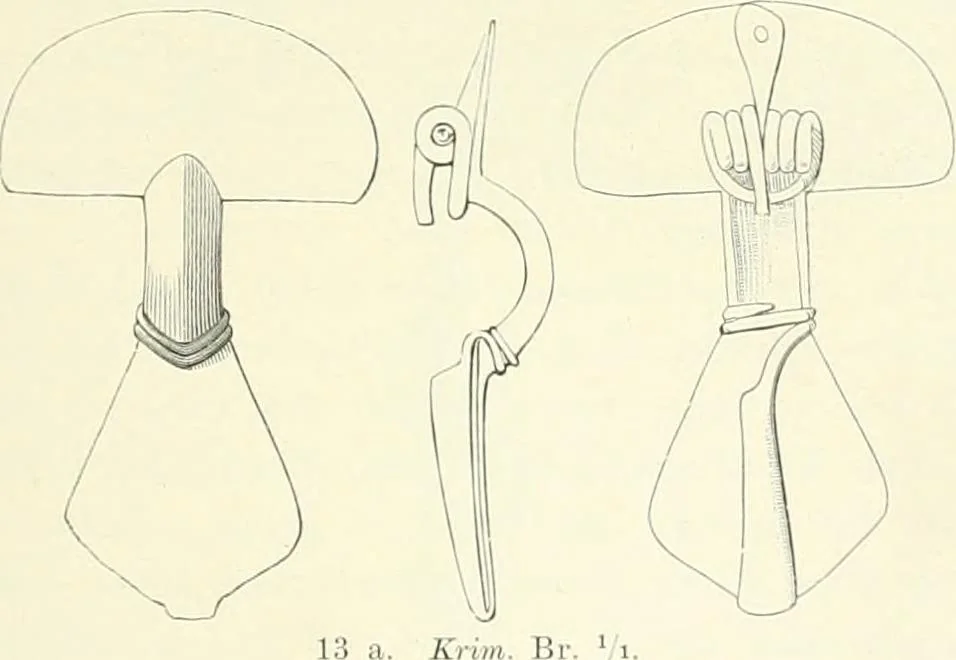 An illustration from Die altgermanische Thierornamentik : typologische Studie über germanische Metallgegenstände aus dem IV. bis IX. Jahrhundert, nebst einer Studie über irische Ornamentik, 1904, leaf 30