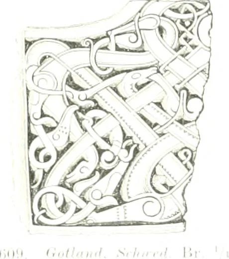 An illustration from Die altgermanische Thierornamentik : typologische Studie über germanische Metallgegenstände aus dem IV. bis IX. Jahrhundert, nebst einer Studie über irische Ornamentik, 1904, leaf 300