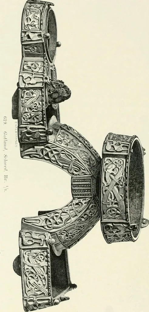 An illustration from Die altgermanische Thierornamentik : typologische Studie über germanische Metallgegenstände aus dem IV. bis IX. Jahrhundert, nebst einer Studie über irische Ornamentik, 1904, leaf 305