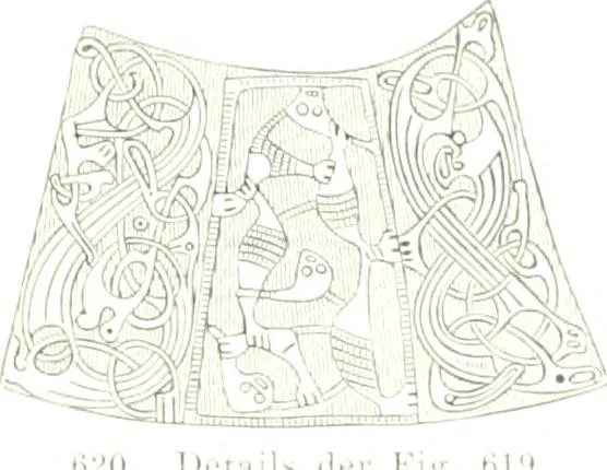 An illustration from Die altgermanische Thierornamentik : typologische Studie über germanische Metallgegenstände aus dem IV. bis IX. Jahrhundert, nebst einer Studie über irische Ornamentik, 1904, leaf 306
