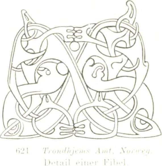 An illustration from Die altgermanische Thierornamentik : typologische Studie über germanische Metallgegenstände aus dem IV. bis IX. Jahrhundert, nebst einer Studie über irische Ornamentik, 1904, leaf 306