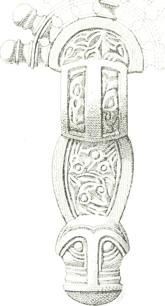 An illustration from Die altgermanische Thierornamentik : typologische Studie über germanische Metallgegenstände aus dem IV. bis IX. Jahrhundert, nebst einer Studie über irische Ornamentik, 1904, leaf 318