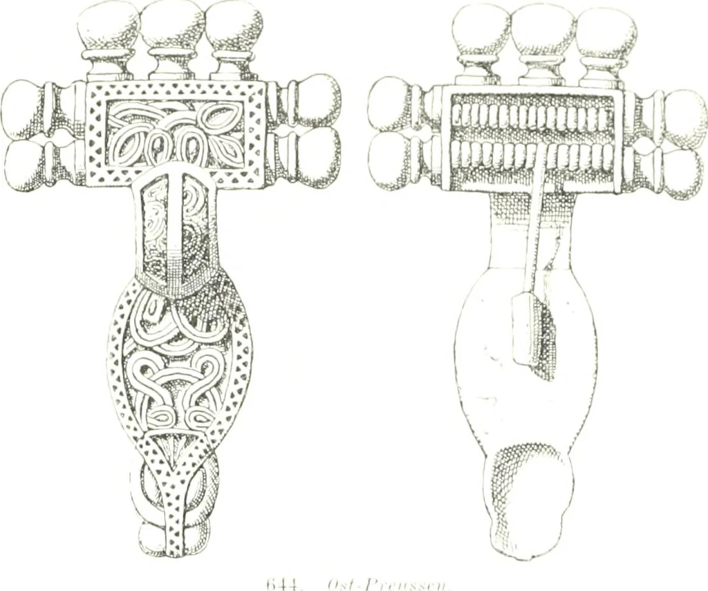 An illustration from Die altgermanische Thierornamentik : typologische Studie über germanische Metallgegenstände aus dem IV. bis IX. Jahrhundert, nebst einer Studie über irische Ornamentik, 1904, leaf 322