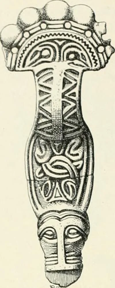 An illustration from Die altgermanische Thierornamentik : typologische Studie über germanische Metallgegenstände aus dem IV. bis IX. Jahrhundert, nebst einer Studie über irische Ornamentik, 1904, leaf 323