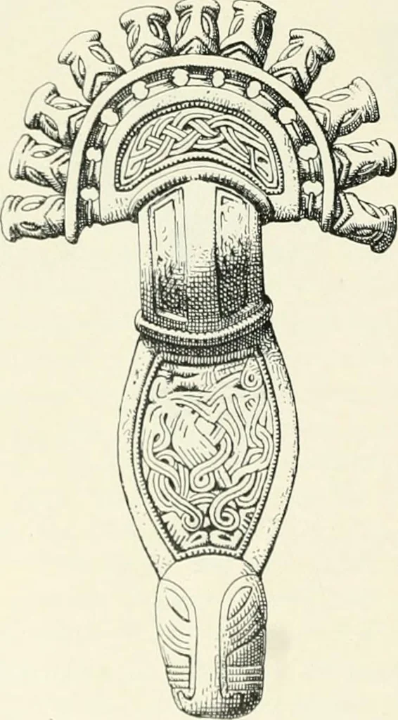 An illustration from Die altgermanische Thierornamentik : typologische Studie über germanische Metallgegenstände aus dem IV. bis IX. Jahrhundert, nebst einer Studie über irische Ornamentik, 1904, leaf 323
