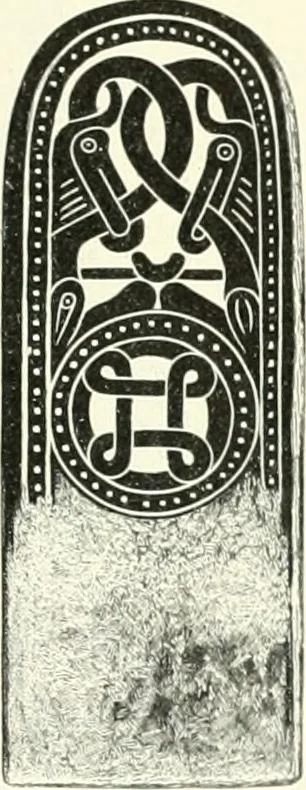 An illustration from Die altgermanische Thierornamentik : typologische Studie über germanische Metallgegenstände aus dem IV. bis IX. Jahrhundert, nebst einer Studie über irische Ornamentik, 1904, leaf 330