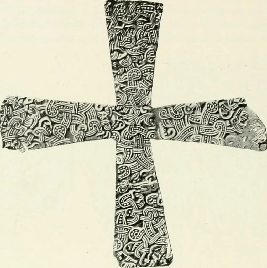 An illustration from Die altgermanische Thierornamentik : typologische Studie über germanische Metallgegenstände aus dem IV. bis IX. Jahrhundert, nebst einer Studie über irische Ornamentik, 1904, leaf 335