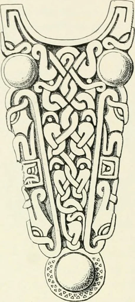 An illustration from Die altgermanische Thierornamentik : typologische Studie über germanische Metallgegenstände aus dem IV. bis IX. Jahrhundert, nebst einer Studie über irische Ornamentik, 1904, leaf 337