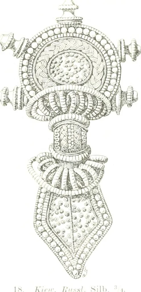 An illustration from Die altgermanische Thierornamentik : typologische Studie über germanische Metallgegenstände aus dem IV. bis IX. Jahrhundert, nebst einer Studie über irische Ornamentik, 1904, leaf 34