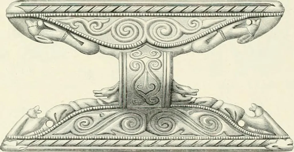 An illustration from Die altgermanische Thierornamentik : typologische Studie über germanische Metallgegenstände aus dem IV. bis IX. Jahrhundert, nebst einer Studie über irische Ornamentik, 1904, leaf 343