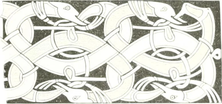 An illustration from Die altgermanische Thierornamentik : typologische Studie über germanische Metallgegenstände aus dem IV. bis IX. Jahrhundert, nebst einer Studie über irische Ornamentik, 1904, leaf 362