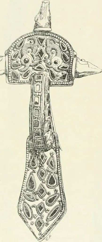 An illustration from Die altgermanische Thierornamentik : typologische Studie über germanische Metallgegenstände aus dem IV. bis IX. Jahrhundert, nebst einer Studie über irische Ornamentik, 1904, leaf 39