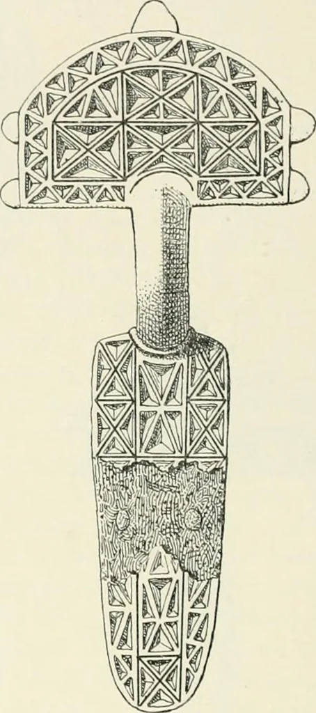 An illustration from Die altgermanische Thierornamentik : typologische Studie über germanische Metallgegenstände aus dem IV. bis IX. Jahrhundert, nebst einer Studie über irische Ornamentik, 1904, leaf 39