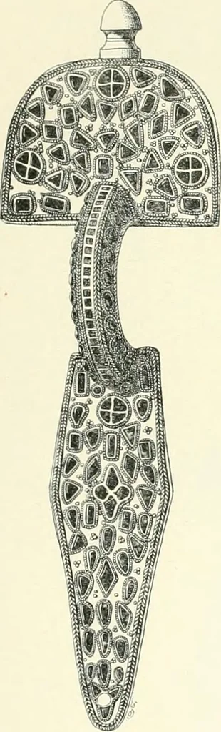 An illustration from Die altgermanische Thierornamentik : typologische Studie über germanische Metallgegenstände aus dem IV. bis IX. Jahrhundert, nebst einer Studie über irische Ornamentik, 1904, leaf 40