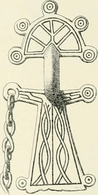 An illustration from Die altgermanische Thierornamentik : typologische Studie über germanische Metallgegenstände aus dem IV. bis IX. Jahrhundert, nebst einer Studie über irische Ornamentik, 1904, leaf 45
