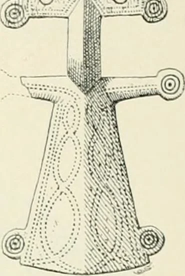 An illustration from Die altgermanische Thierornamentik : typologische Studie über germanische Metallgegenstände aus dem IV. bis IX. Jahrhundert, nebst einer Studie über irische Ornamentik, 1904, leaf 45