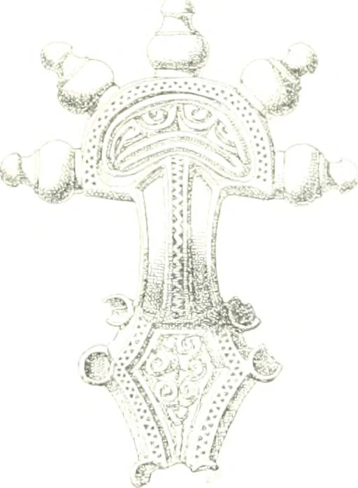 An illustration from Die altgermanische Thierornamentik : typologische Studie über germanische Metallgegenstände aus dem IV. bis IX. Jahrhundert, nebst einer Studie über irische Ornamentik, 1904, leaf 48