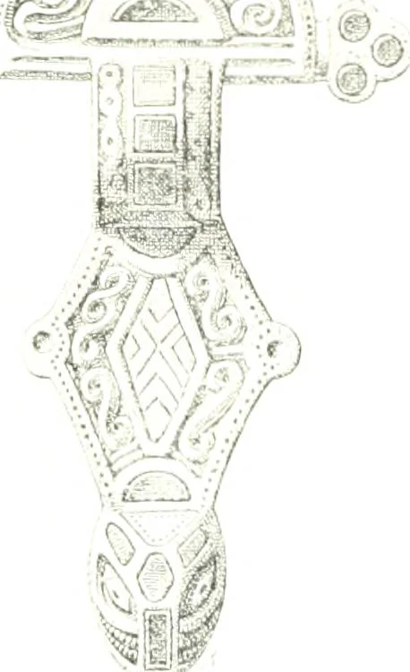 An illustration from Die altgermanische Thierornamentik : typologische Studie über germanische Metallgegenstände aus dem IV. bis IX. Jahrhundert, nebst einer Studie über irische Ornamentik, 1904, leaf 50