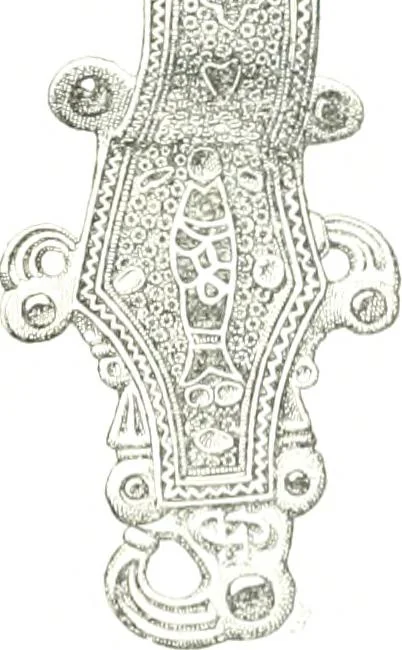 An illustration from Die altgermanische Thierornamentik : typologische Studie über germanische Metallgegenstände aus dem IV. bis IX. Jahrhundert, nebst einer Studie über irische Ornamentik, 1904, leaf 50
