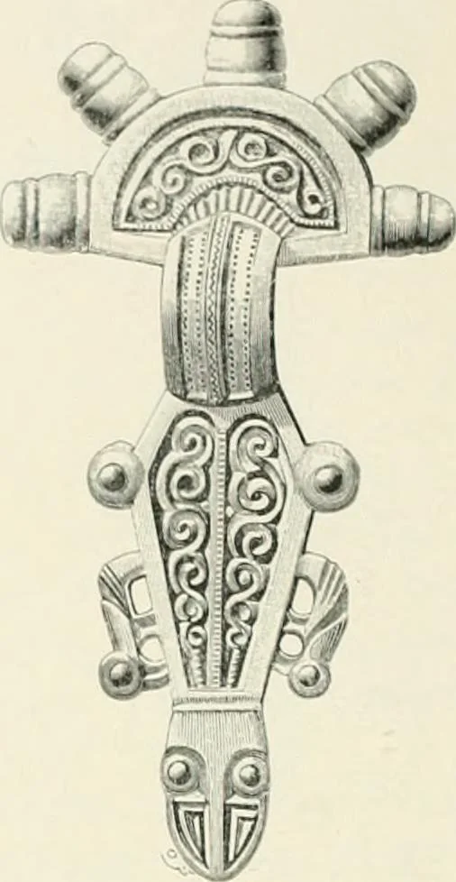 An illustration from Die altgermanische Thierornamentik : typologische Studie über germanische Metallgegenstände aus dem IV. bis IX. Jahrhundert, nebst einer Studie über irische Ornamentik, 1904, leaf 51