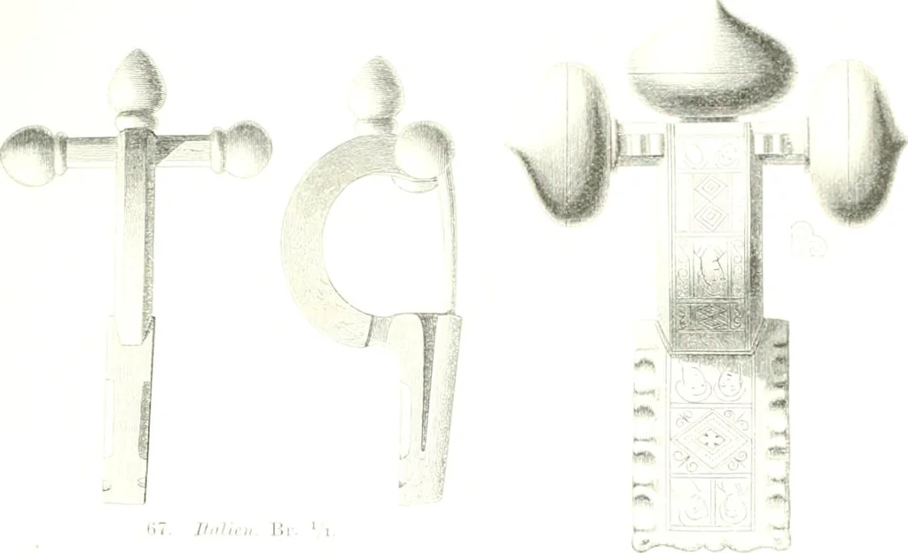 An illustration from Die altgermanische Thierornamentik : typologische Studie über germanische Metallgegenstände aus dem IV. bis IX. Jahrhundert, nebst einer Studie über irische Ornamentik, 1904, leaf 52