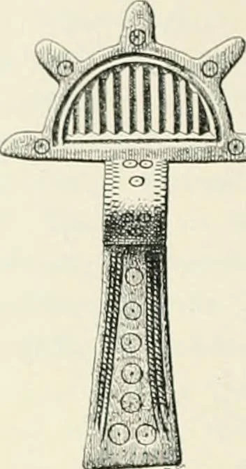 An illustration from Die altgermanische Thierornamentik : typologische Studie über germanische Metallgegenstände aus dem IV. bis IX. Jahrhundert, nebst einer Studie über irische Ornamentik, 1904, leaf 55