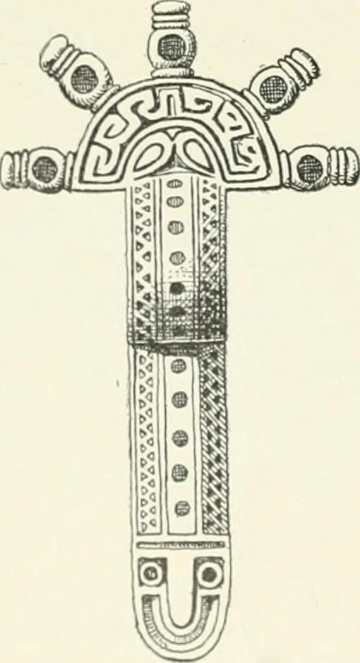 An illustration from Die altgermanische Thierornamentik : typologische Studie über germanische Metallgegenstände aus dem IV. bis IX. Jahrhundert, nebst einer Studie über irische Ornamentik, 1904, leaf 55
