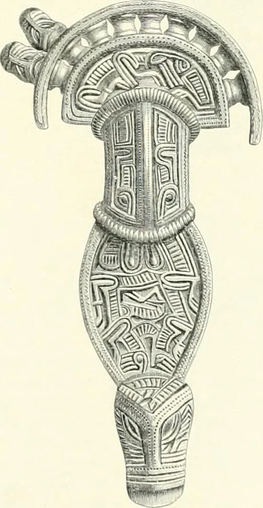 An illustration from Die altgermanische Thierornamentik : typologische Studie über germanische Metallgegenstände aus dem IV. bis IX. Jahrhundert, nebst einer Studie über irische Ornamentik, 1904, leaf 58